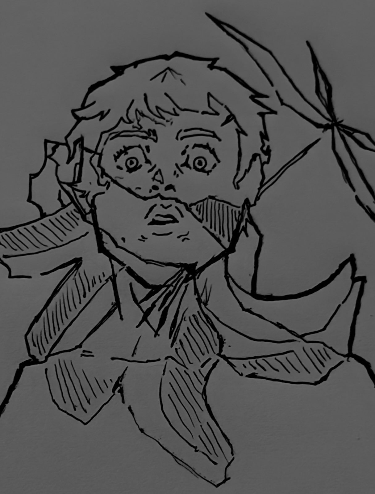 Fanart de anime em lineart de tinta